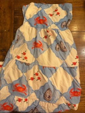 Women’s Strapless Crab & Shell Print Nightgown in White, Blue & Orange